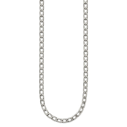 Stainless Steel Chisel Polished Open Link Chain Necklace
