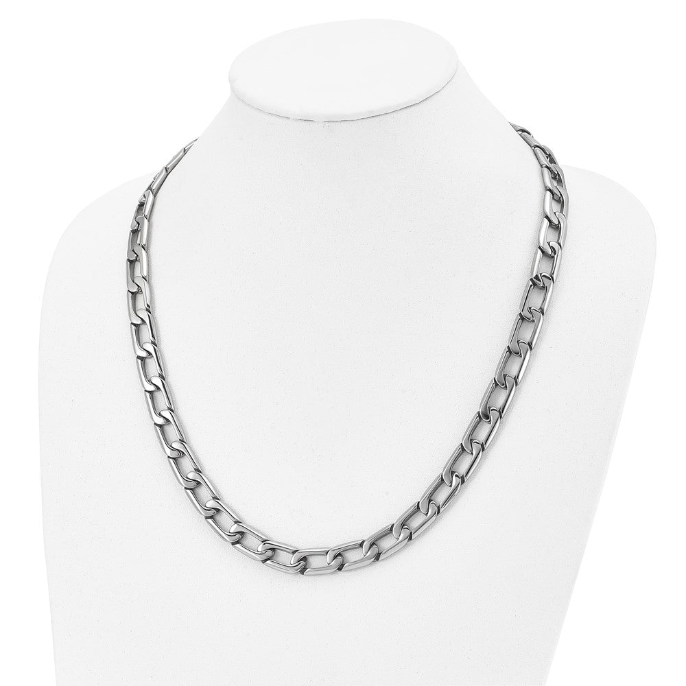 Stainless Steel Chisel Polished Open Link Chain Necklace