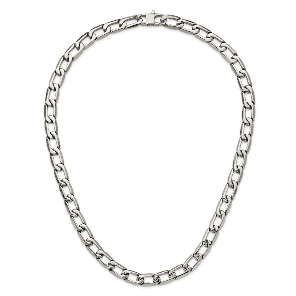Stainless Steel Chisel Polished Open Link Chain Necklace