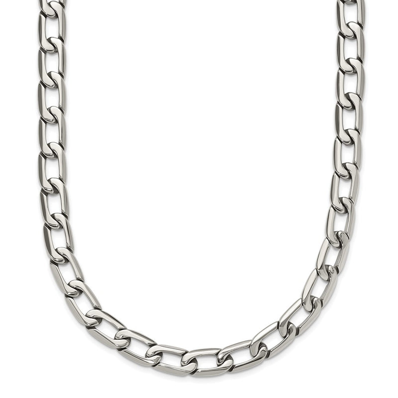 Stainless Steel Chisel Polished Open Link Chain Necklace
