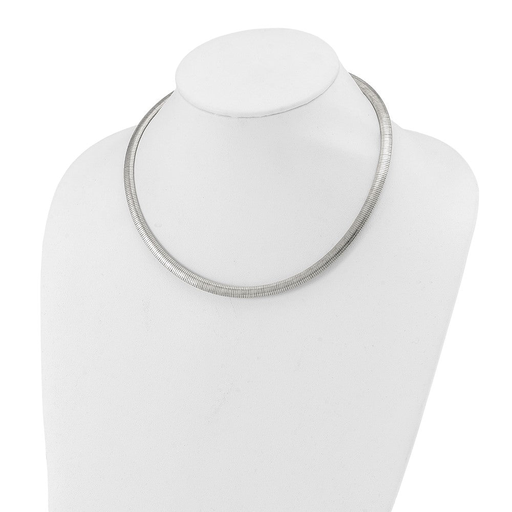 Stainless Steel Chisel Polished 6mm 18 Inch Omega Necklace