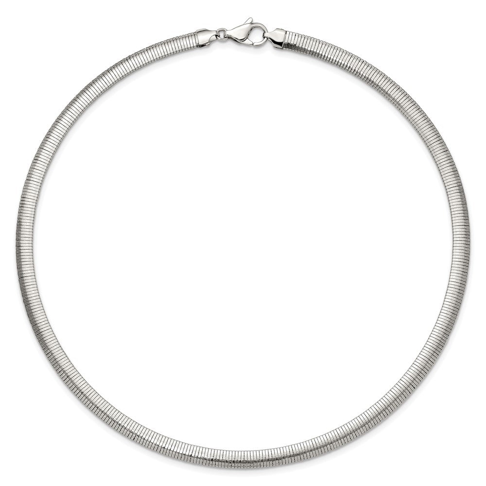 Stainless Steel Chisel Polished 6mm 18 Inch Omega Necklace