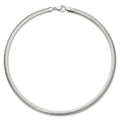 Stainless Steel Chisel Polished 6mm 18 Inch Omega Necklace