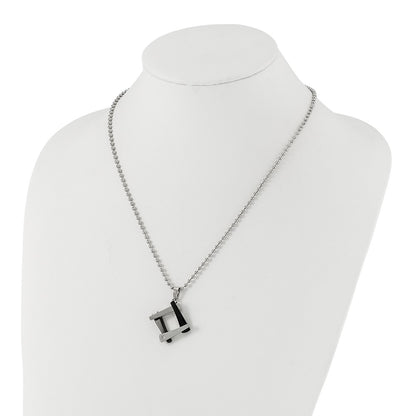 Stainless Steel & Black Ip-Plated Amour W/Cz Necklace