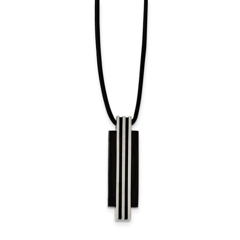 Stainless Steel Polished & Black Ip-Plated Necklace