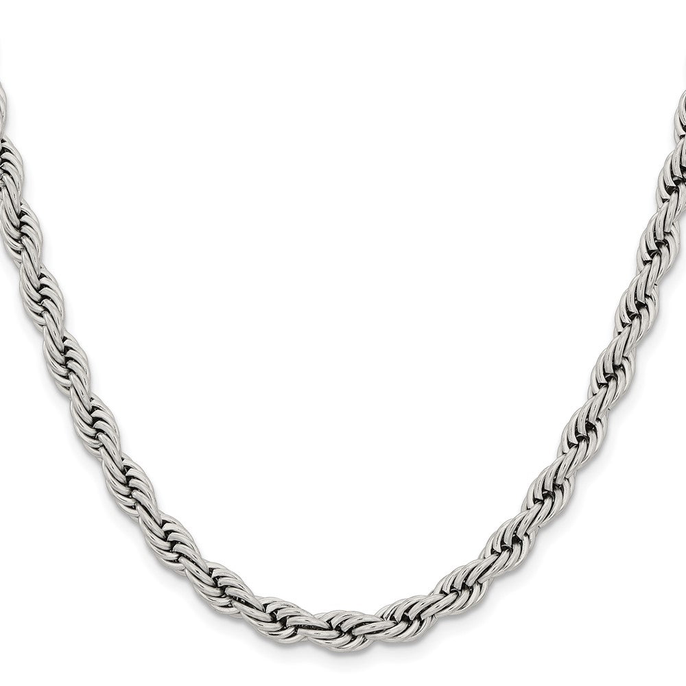 Stainless Steel Chisel Polished 6mm22 Inch Rope Chain Necklace