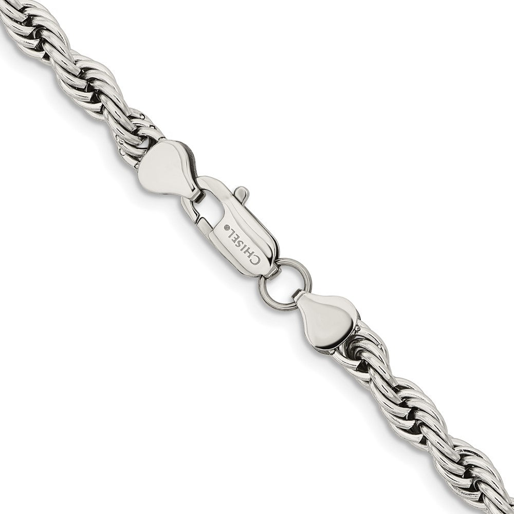 Chisel Stainless Steel Polished 6mm 20 Rope Chain Necklace