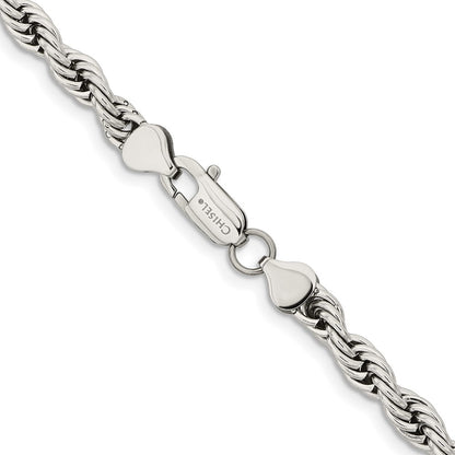 Chisel Stainless Steel Polished 6mm 20 Rope Chain Necklace