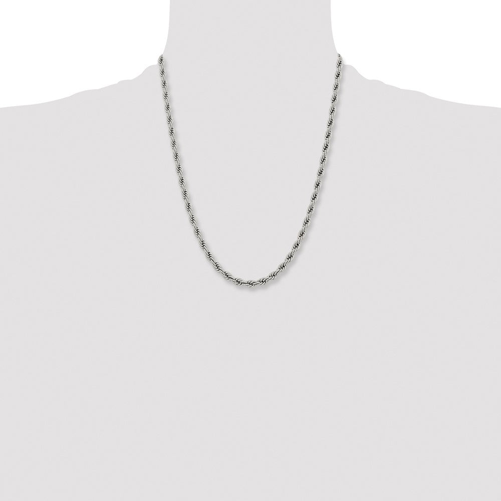 Stainless Steel Chisel Polished 6mm22 Inch Rope Chain Necklace
