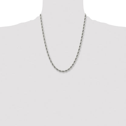 Stainless Steel Chisel Polished 6mm22 Inch Rope Chain Necklace