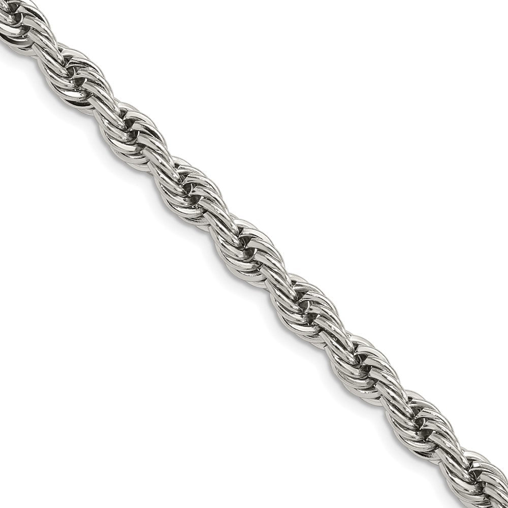 Stainless Steel Chisel Polished 6mm22 Inch Rope Chain Necklace