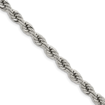 Stainless Steel Chisel Polished 6mm22 Inch Rope Chain Necklace