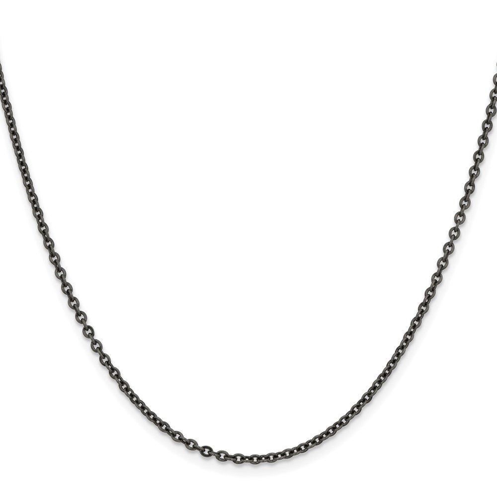 Stainless Steel Chisel Oxidized 18 Inch Cable Chain Necklace