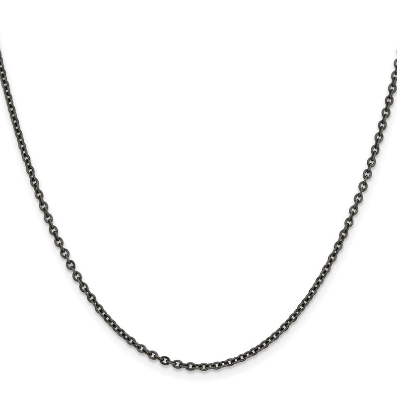 Stainless Steel Chisel Oxidized 18 Inch Cable Chain Necklace