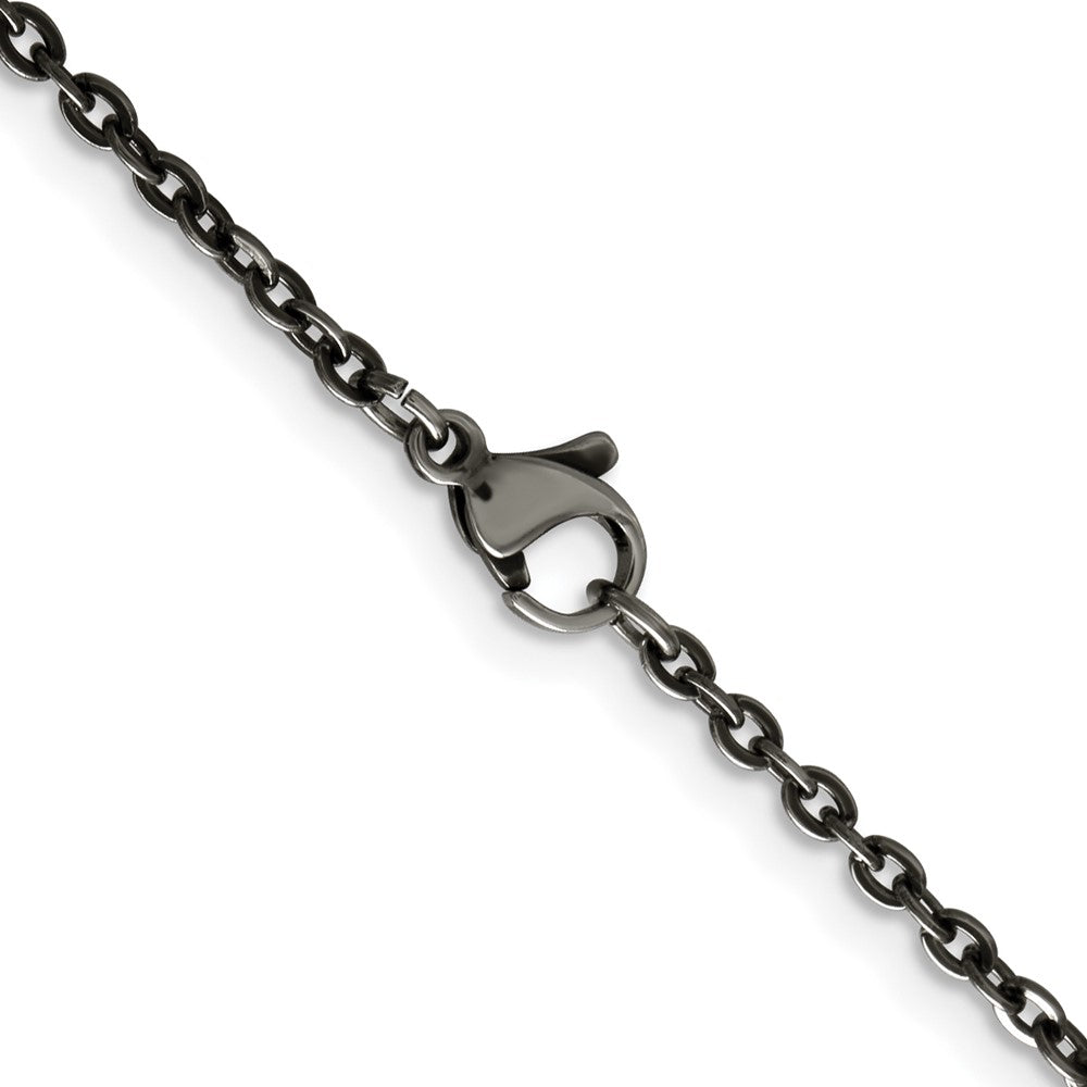 Stainless Steel Chisel Oxidized 18 Inch Cable Chain Necklace
