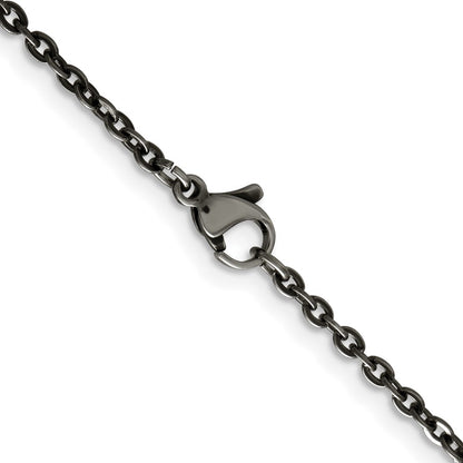 Stainless Steel Chisel Oxidized 18 Inch Cable Chain Necklace