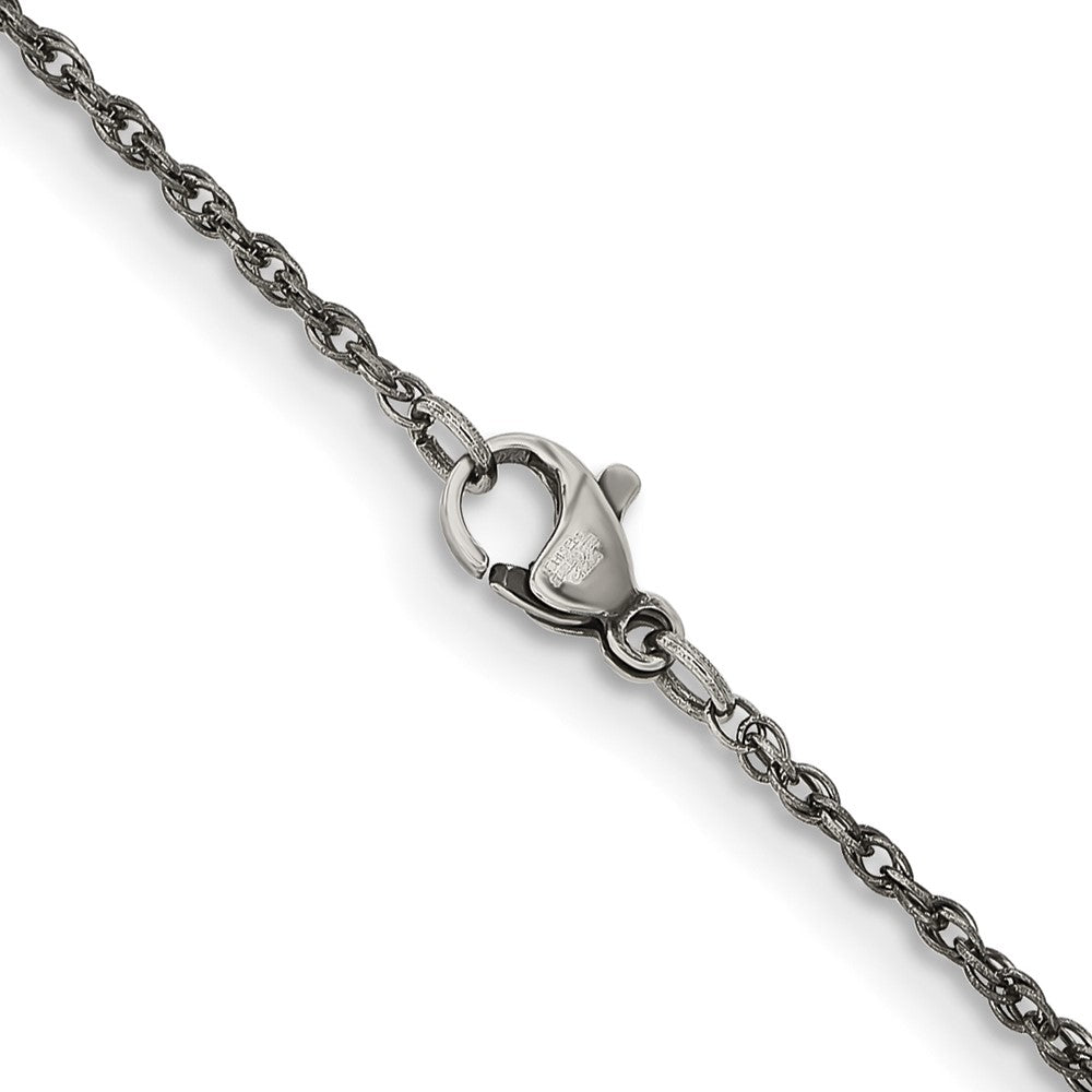 Stainless Steel Chisel Oxidized 2mm Fancy Link Chain Necklace