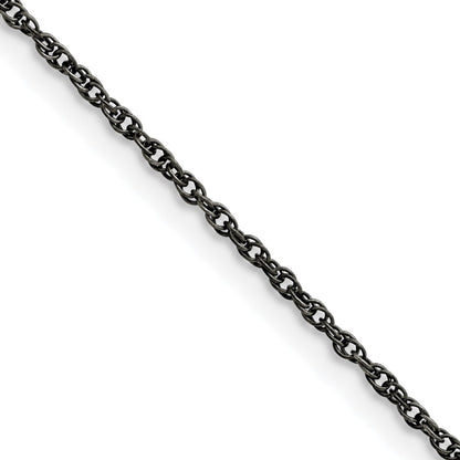 Stainless Steel Chisel Oxidized 2mm Fancy Link Chain Necklace