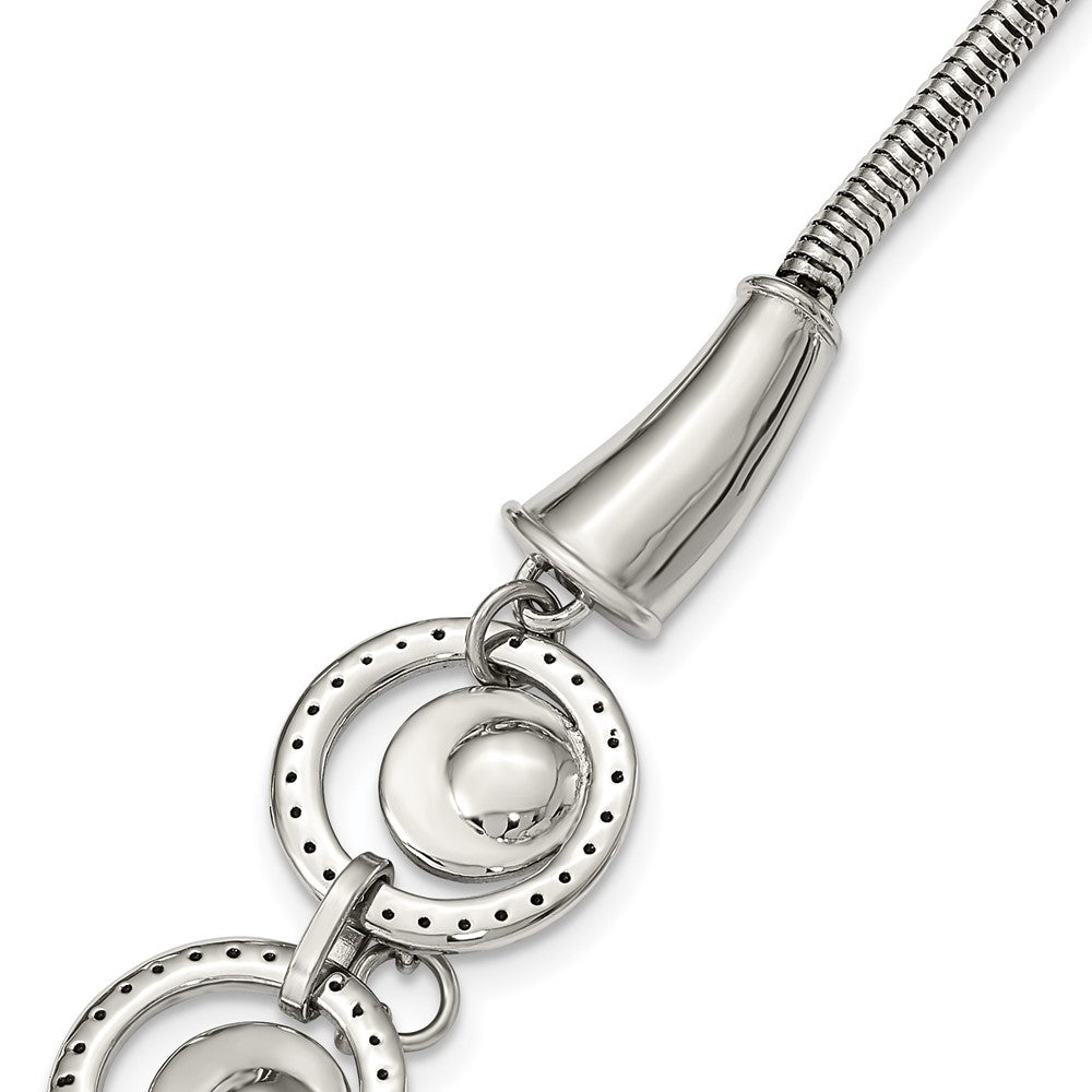 Stainless Steel Polished Multi-Circle 19In W/2In Ext Necklace