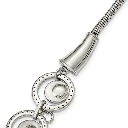 Stainless Steel Polished Multi-Circle 19In W/2In Ext Necklace
