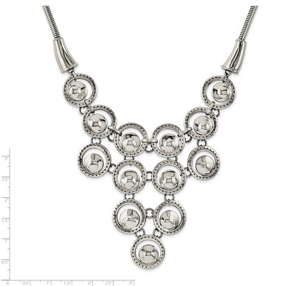 Stainless Steel Polished Multi-Circle 19In W/2In Ext Necklace