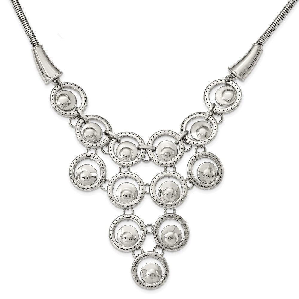 Stainless Steel Polished Multi-Circle 19In W/2In Ext Necklace