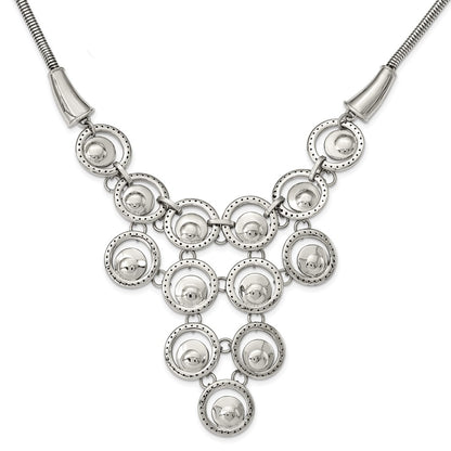 Stainless Steel Polished Multi-Circle 19In W/2In Ext Necklace