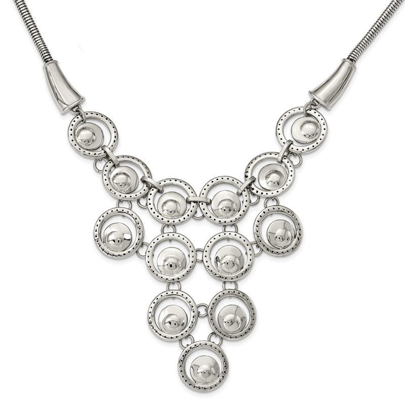 Stainless Steel Polished Multi-Circle 19In W/2In Ext Necklace