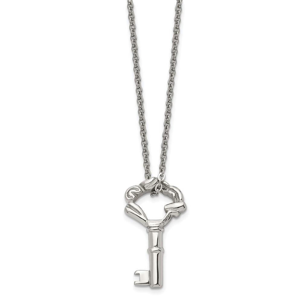 Stainless Steel Polished Fancy Key 18In Necklace