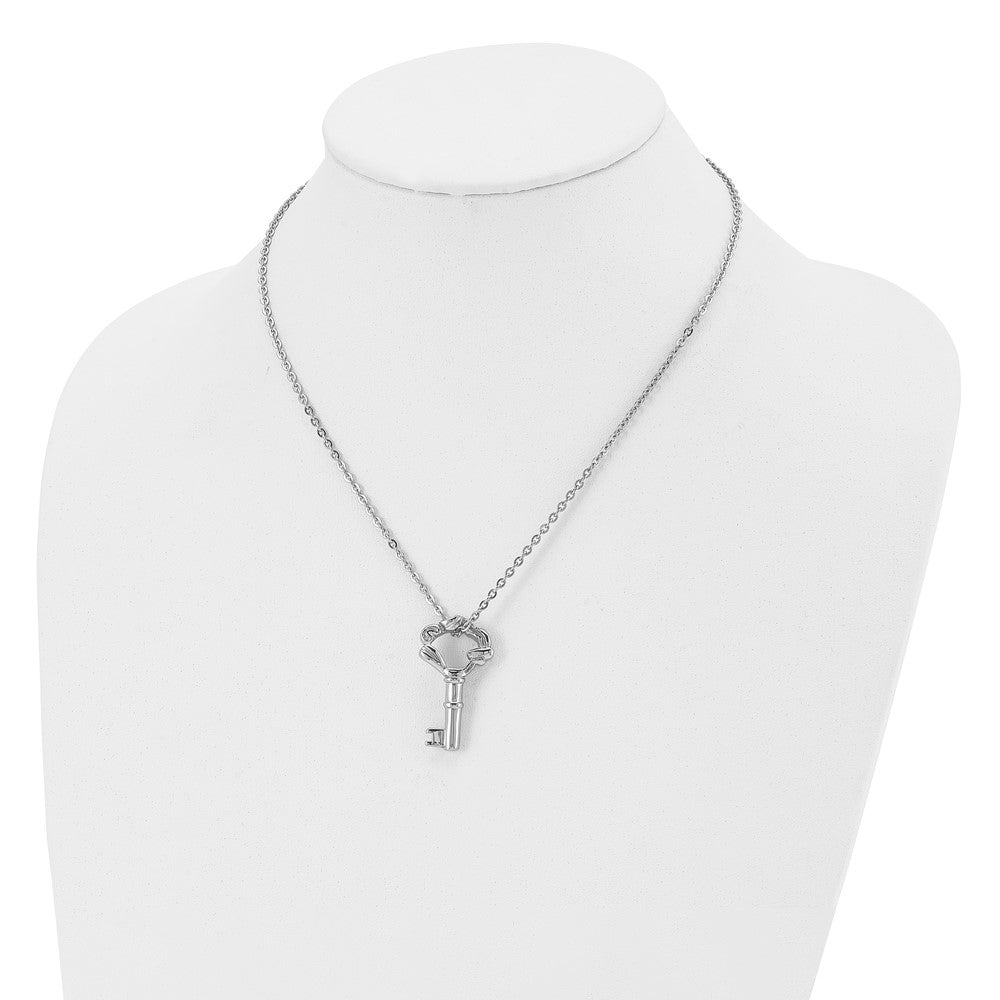 Stainless Steel Polished Fancy Key 18In Necklace