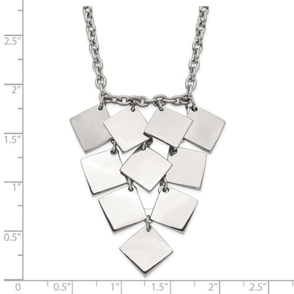Stainless Steel Polished Fancy Multi-Square Necklace