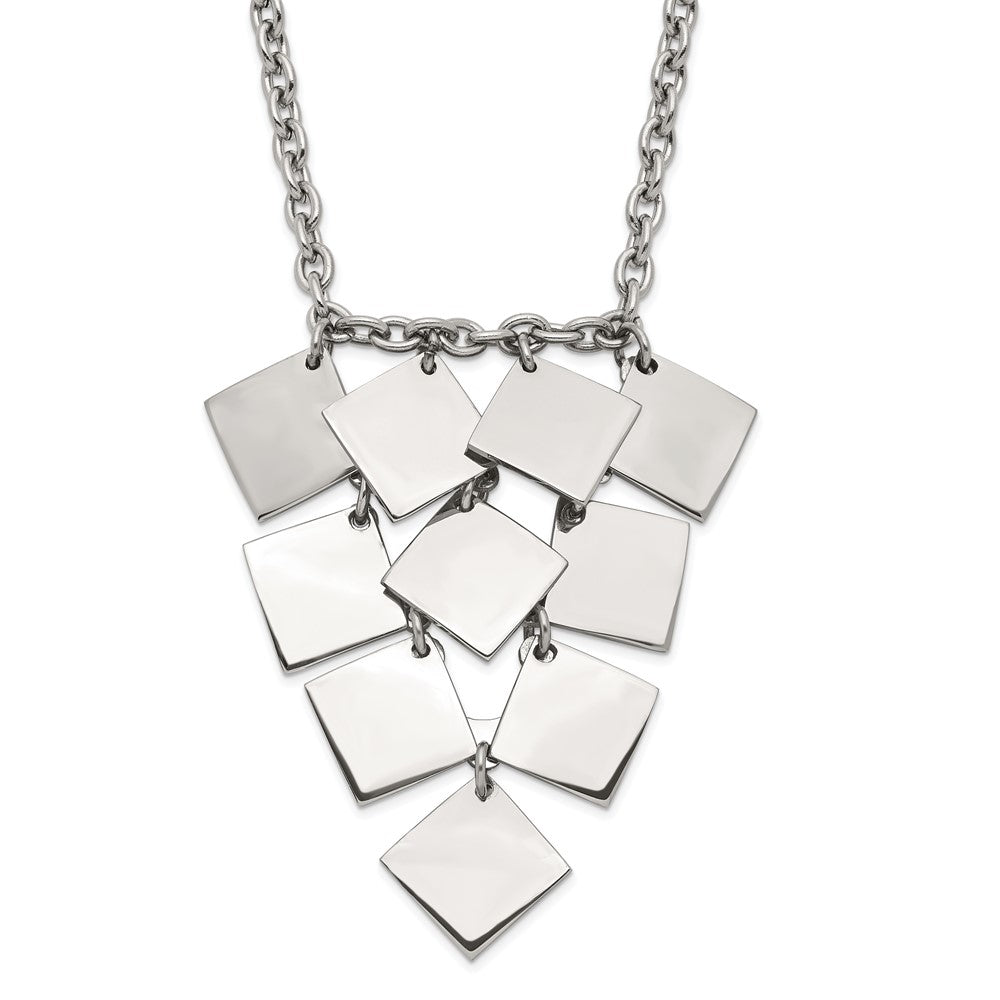Stainless Steel Polished Fancy Multi-Square Necklace