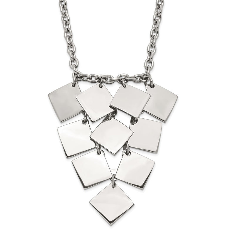 Stainless Steel Polished Fancy Multi-Square Necklace