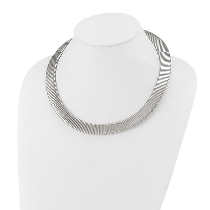 Stainless Steel Chisel Polished And Textured Omega Chain Necklace