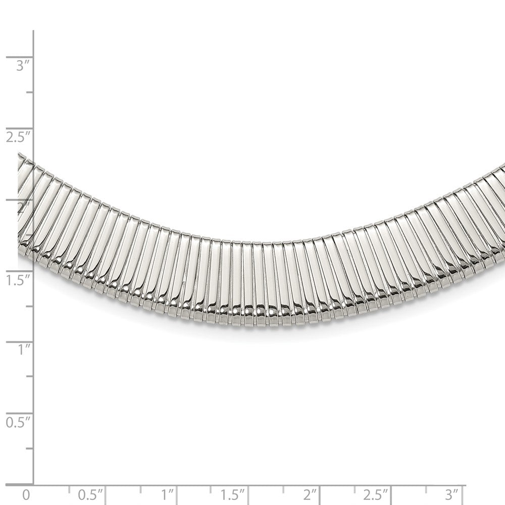 Stainless Steel Chisel Polished And Textured Omega Chain Necklace