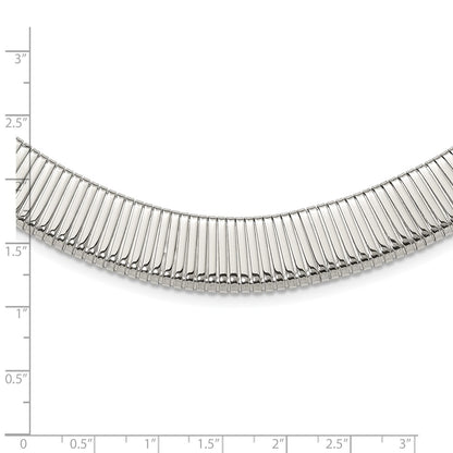 Stainless Steel Chisel Polished And Textured Omega Chain Necklace