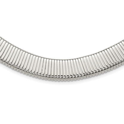 Stainless Steel Chisel Polished And Textured Omega Chain Necklace