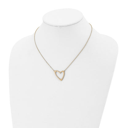 Stainless Steel Polished Yellow Ip-Plated Heart 17In W/2In Ext. Necklace