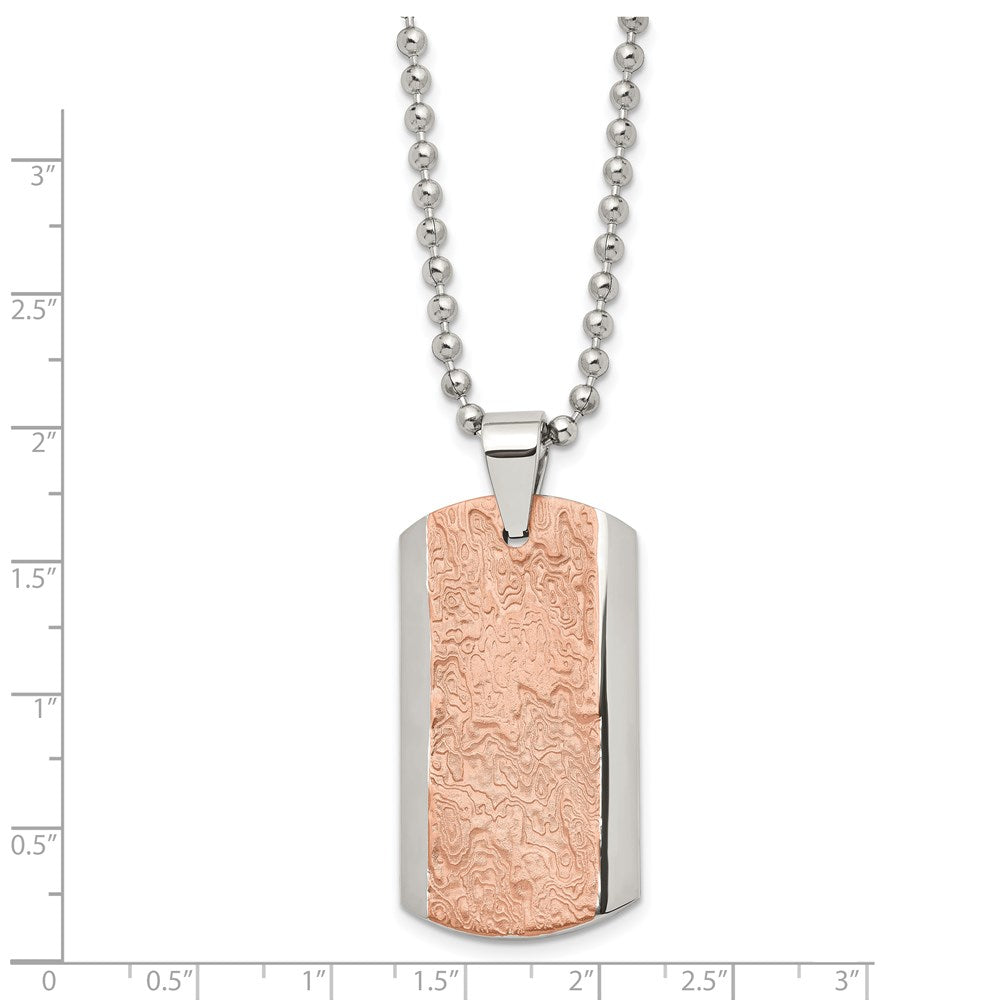Stainless Steel Polished And Textured Brown Ip-Plated 24In Necklace