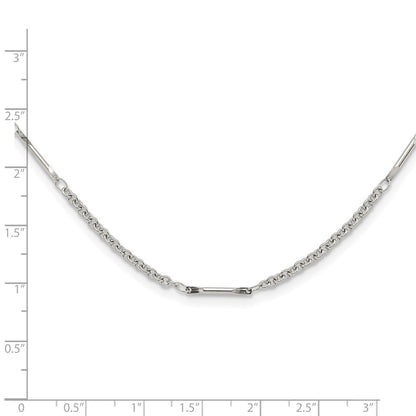 Stainless Steel Polished Fancy Bar Link Necklace