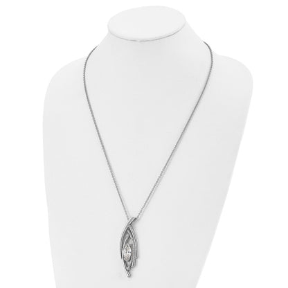 Stainless Steel Polished And Textured W/Cz 24In W/2In Ext Necklace
