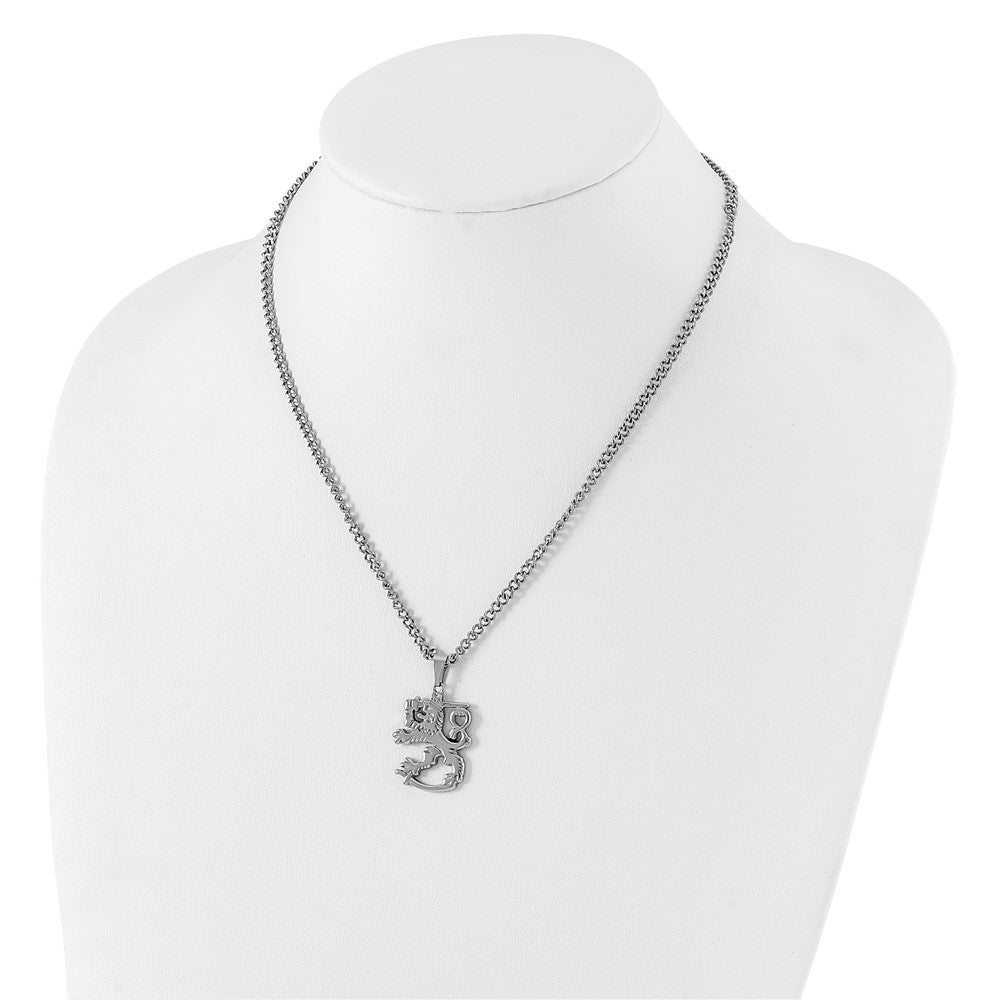 Stainless Steel Polished Lion W/ 2In Ext. Necklace