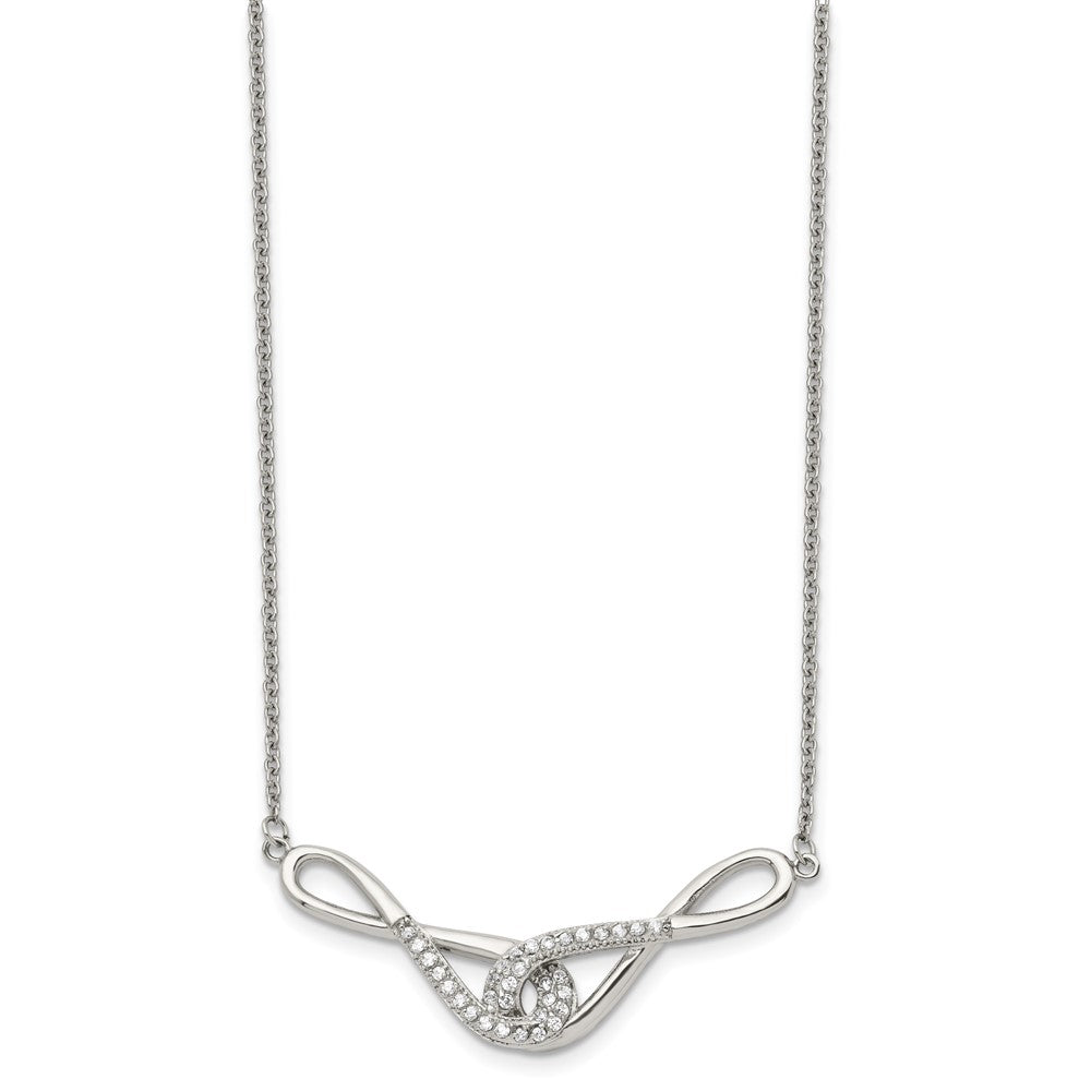 Stainless Steel Polished W/Cz Infinity Symbols 19In Necklace
