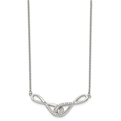 Stainless Steel Polished W/Cz Infinity Symbols 19In Necklace