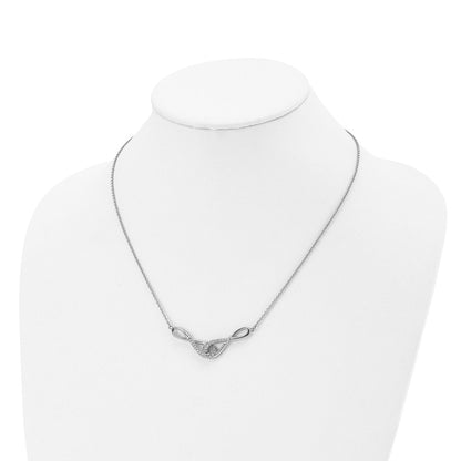 Stainless Steel Polished W/Cz Infinity Symbols 19In Necklace