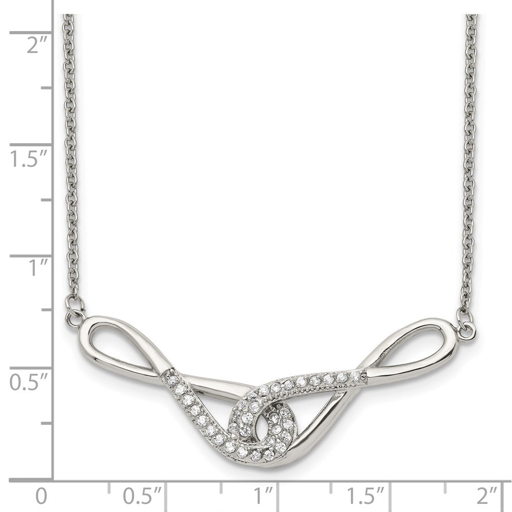 Stainless Steel Polished W/Cz Infinity Symbols 19In Necklace