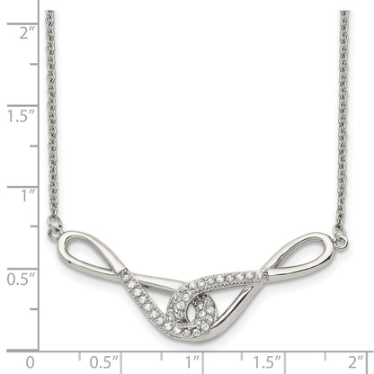 Stainless Steel Polished W/Cz Infinity Symbols 19In Necklace