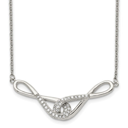 Stainless Steel Polished W/Cz Infinity Symbols 19In Necklace