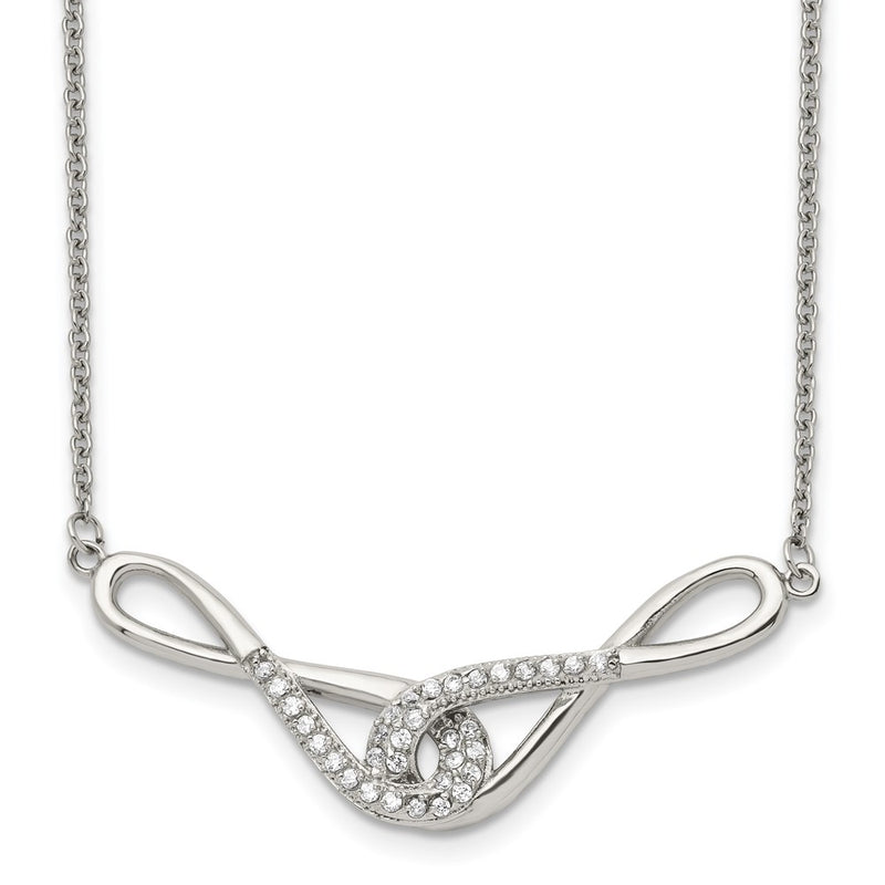 Stainless Steel Polished W/Cz Infinity Symbols 19In Necklace