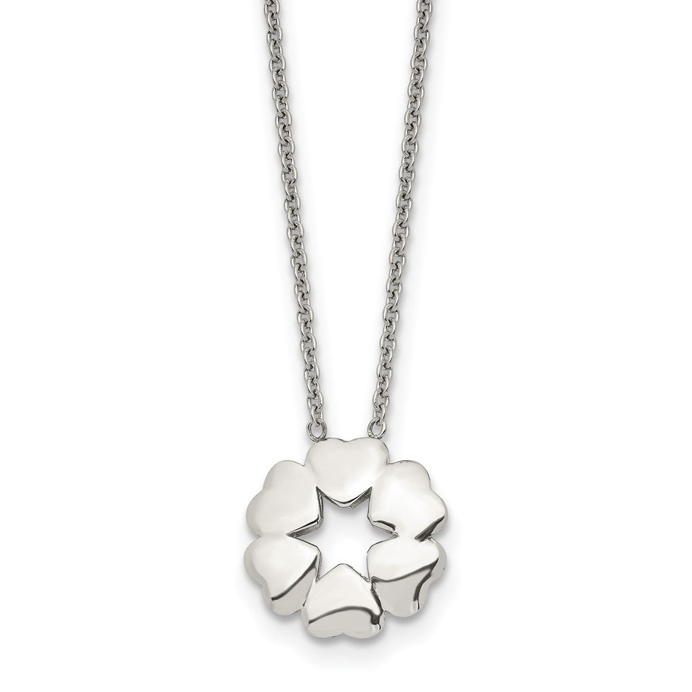Stainless Steel Polished Circle Of Hearts 18.5In Necklace